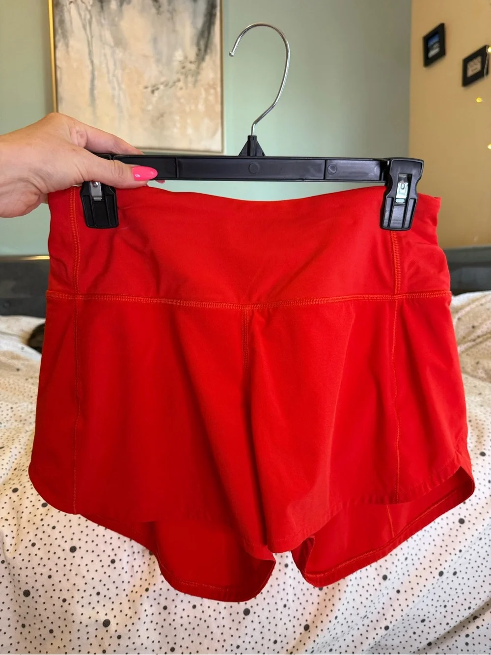 lululemon athletica Red High-Rise Run Shorts with Zip Pocket
